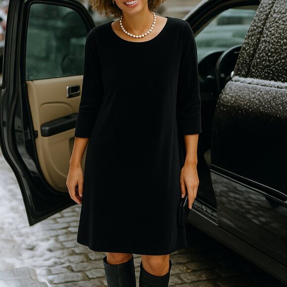 Talbots Velvet Black Dress Size L - Picture 1 of 6